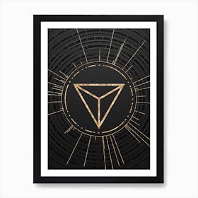 Geometric Glyph Abstract in Gold with Radial Array Lines on Dark Gray n.0022 Art Print