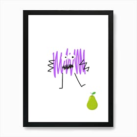 Pear Monster.A work of art. Children's rooms. Nursery. A simple, expressive and educational artistic style. Art Print