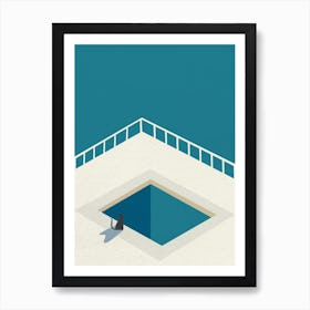 Minimal art Cat In The Pool Art Print