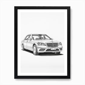 Mercedes Benz S Class Line Drawing 12 Art Print