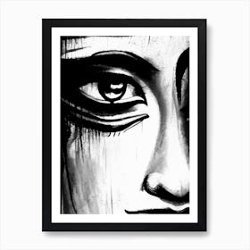 Buddha S Eyes Symbol Black And White Painting Art Print