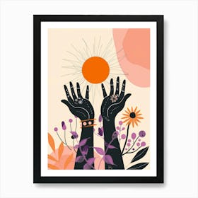 Hands Holding The Sun Art Print