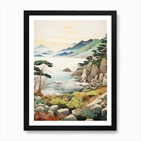 Shiretoko Peninsula In Hokkaido, Ukiyo E Drawing 4 Art Print