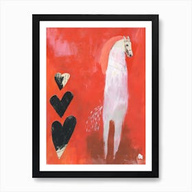 Horse Hearts With Love Collage Painting  Art Print