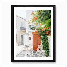 Greek Island Coffee Corner Art Print