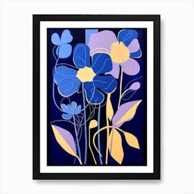 Blue Flower Illustration Daffodil 2 Art Print