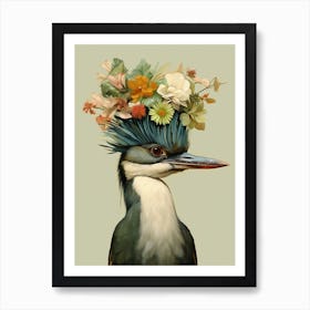 Bird With A Flower Crown Green Heron 3 Art Print