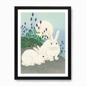 Rabbits In The Grass Art Print