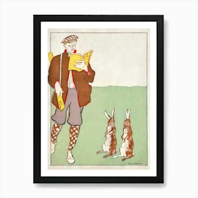 Man Reading A Book With Hares (1895), Edward Penfield Art Print