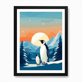 Penguins In The Snow Art Print