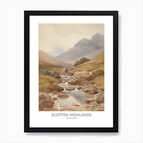 Scottish Highlands 3 Watercolour Travel Poster Art Print