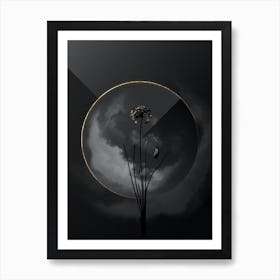 Shadowy Vintage Autumn Onion Botanical in Black and Gold n.0179 Art Print