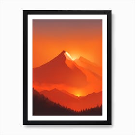 Misty Mountains Vertical Composition In Orange Tone 45 Art Print