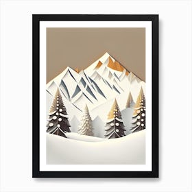 Snowflakes In The Mountains, Snowflakes, Retro Minimal 1 Art Print