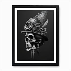 Skull With Tattoo Style Artwork Pastel 1 Stream Punk Art Print