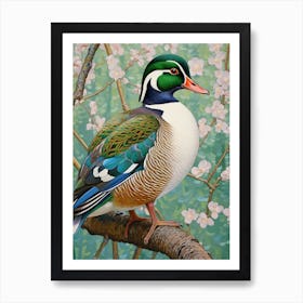 Ohara Koson Inspired Bird Painting Wood Duck 4 Art Print