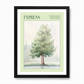 Cypress Tree Atmospheric Watercolour Painting 2 Poster Art Print