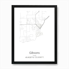 Gibsons,Canada Minimalist Map Art Print