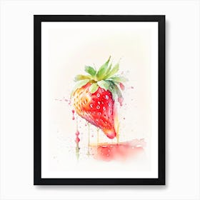 A Single Strawberry, Fruit, Storybook Watercolours 2 Art Print