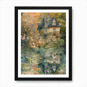 Fairy Village Collage Pond Monet Scrapbook 7 Art Print