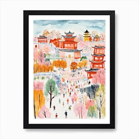 Beijing, Dreamy Storybook Illustration 3 Art Print