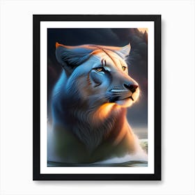 Lion face Digital Art Art Print