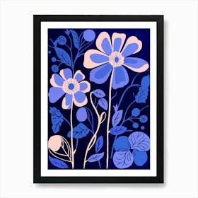 Blue Flower Illustration Daisy 1 Art Print