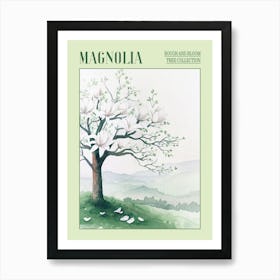 Magnolia Tree Atmospheric Watercolour Painting 1 Poster Art Print