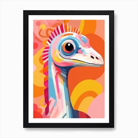 Colourful Dinosaur Troodon 4 Art Print