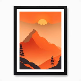 Misty Mountains Vertical Composition In Orange Tone 352 Art Print