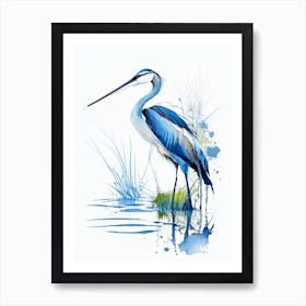 Blue Heron On Pond Impressionistic 1 Art Print