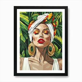 Tropical Woman In A Turban Art Print