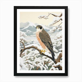 Winter Bird Painting Falcon 4 Art Print