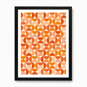 Mid Century Modern Pattern Orange Art Print