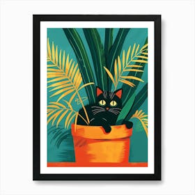 Cute Black Cat in a Plant Pot 19 Póster