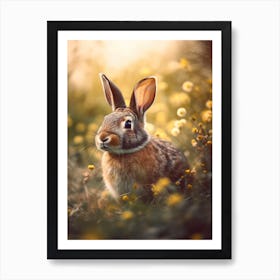 Bunny In Flower Field Art Print