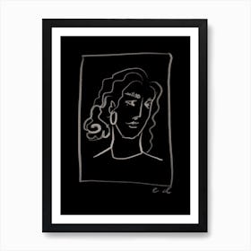 Woman Self Portrait in Black Art Print