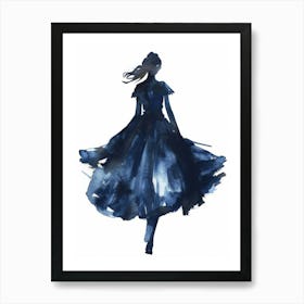 Girl In A Blue Dress Art Print