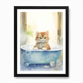 Australian Mist Cat In Bathtub Bathroom 2 Art Print