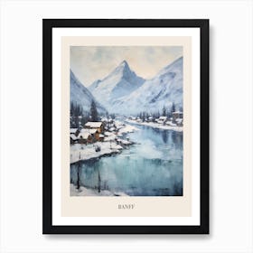 Vintage Winter Painting Poster Banff Canada 1 Art Print