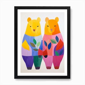 Colourful Kids Animal Art Wombat 2 Art Print