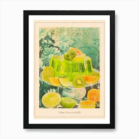 Fruity Lime Green Jelly Retro Collage 1 Poster Art Print