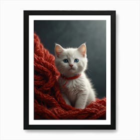 White Kitten With Blue Eyes Art Print