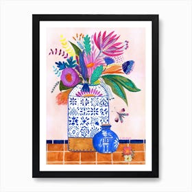 Still Life Love Potion Day of the Dead Floral Mexican Tiles Art Print