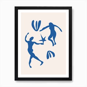 Blue People Cut Out Dancing Art Print