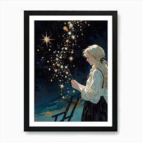 Girl With A Star 2 Art Print