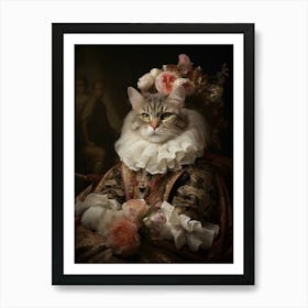 Cat In Medieval Robes Rococo Style  2 Art Print