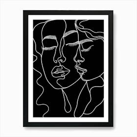 Minimalist Portraits Women Black And White 4 Art Print