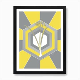 Vintage Brandlelie Botanical Geometric Art in Yellow and Gray n.055 Art Print