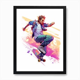 Skateboarding In San Francisco, United States Gradient Illustration 4 Art Print